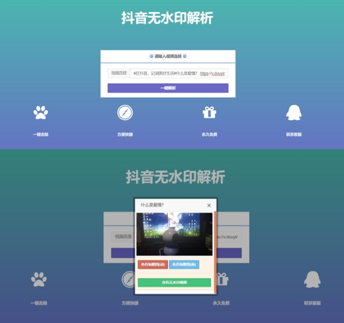 抖音在线去水印解析网PHP源码-资源站